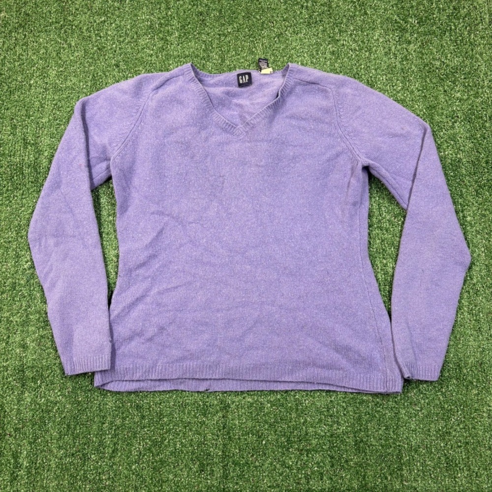 Vintage Y2K Gap Lambswool Sweater Purple V-Neck Lavender Knit Top